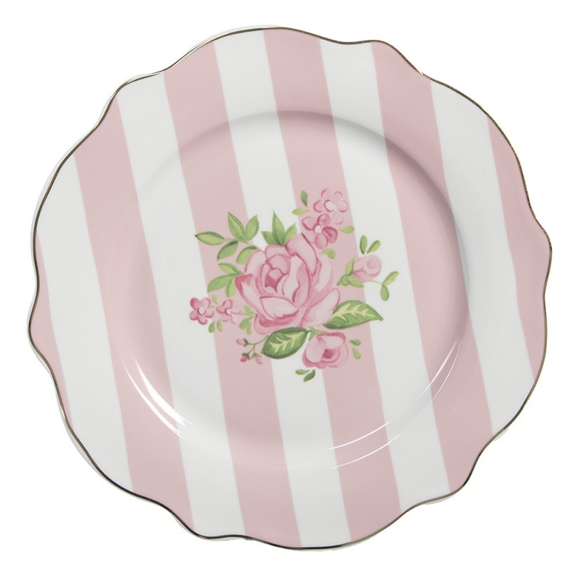 Bílo-růžový dezertní talíř s růžičkami Sweet Roses II - Ø 20*2 cm