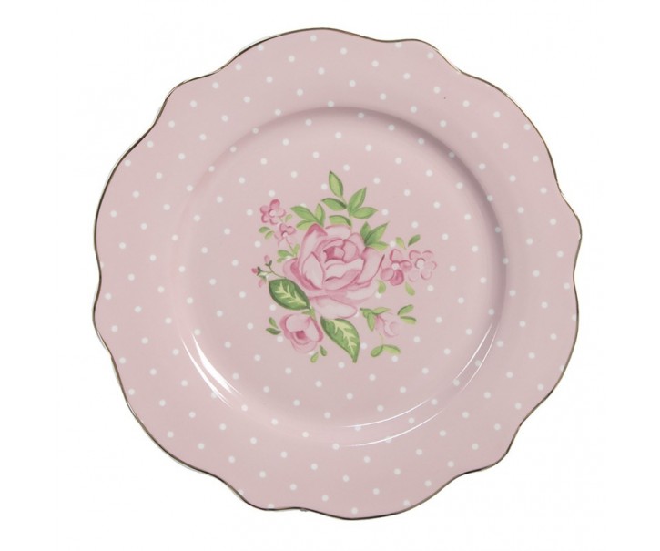 Růžový dezertní talíř s růžičkami Sweet Roses I - Ø 20*2 cm