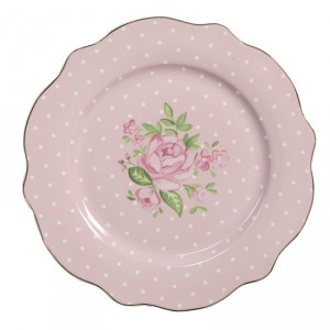 Růžový dezertní talíř s růžičkami Sweet Roses I - Ø 20*2 cm