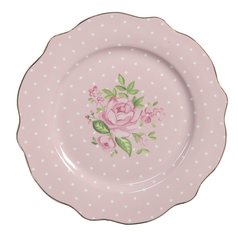 Růžový dezertní talíř s růžičkami Sweet Roses I - Ø 20*2 cm Clayre & Eef