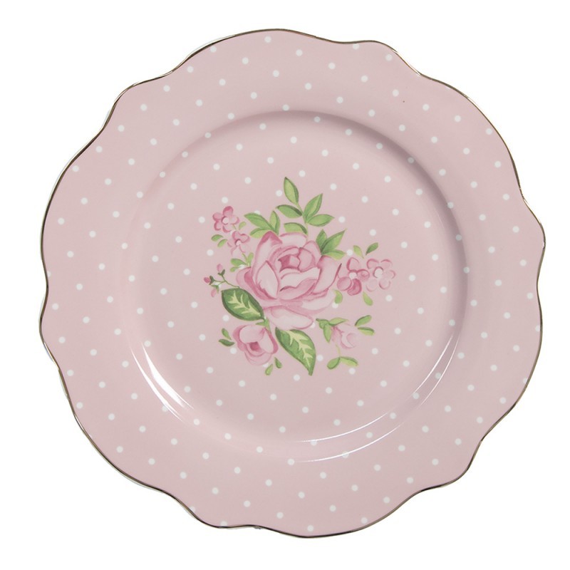 Růžový dezertní talíř s růžičkami Sweet Roses I - Ø 20*2 cm