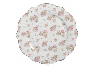 Bílo-růžový jídelní talíř s růžičkami Sweet Roses - Ø 27*2 cm