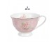 Bílo-růžový šálek a podšálkem s růžičkami Sweet Roses - 12*9*6 cm / Ø 14*2 cm / 200 ml