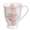 Bílo-růžový hrnek s růžičkami Sweet Roses - 12*8*10 cm / 300 mlBarva: bílá off, růžová, zlatáMateriál: porcelánHmotnost: 0,21 kg