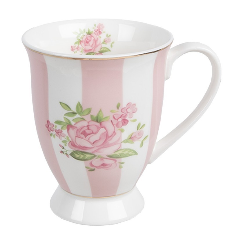 Bílo-růžový hrnek s růžičkami Sweet Roses - 12*8*10 cm / 300 ml
