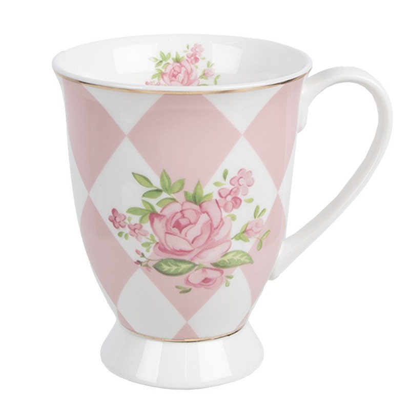 Bílo-růžový hrnek s růžičkami Sweet Roses I - 12*8*10 cm / 300 ml