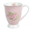 Bílo-růžový hrnek s růžičkami Sweet Roses II - 12*8*10 cm / 300 mlBarva: bílá off, růžová, zlatáMateriál: porcelánHmotnost: 0,21 kg