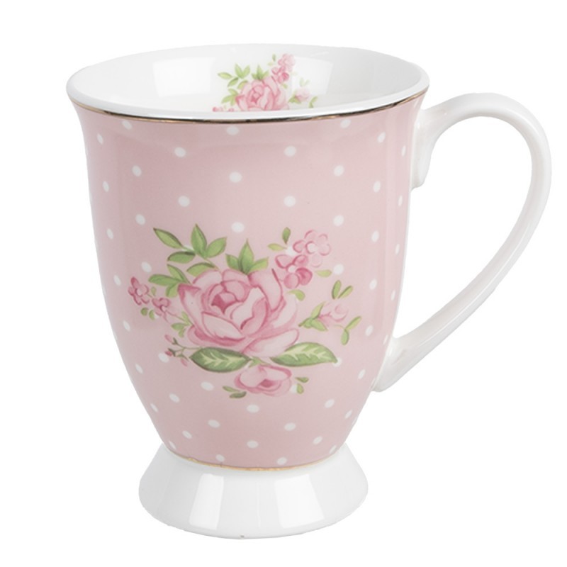 Bílo-růžový hrnek s růžičkami Sweet Roses II - 12*8*10 cm / 300 ml