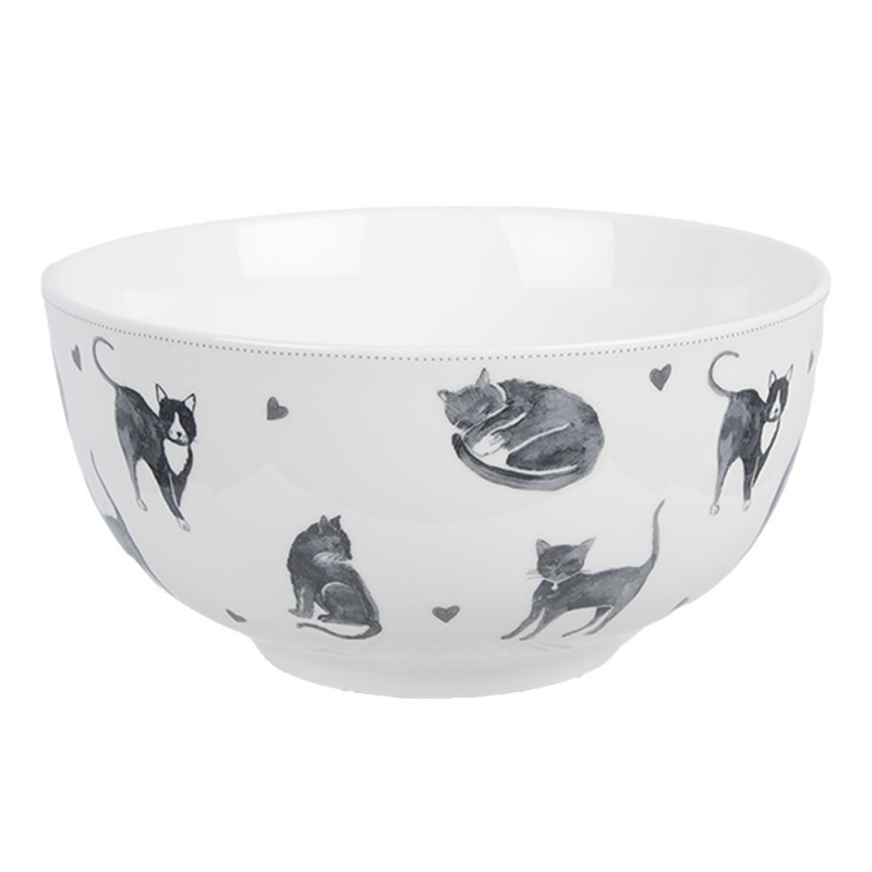 Levně Bílo-šedá porcelánová miska Cats and Kittens – Ø14*7 cm / 500 ml CAKYBO