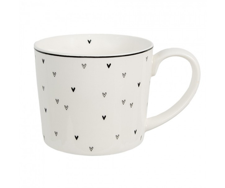 Bílý hrnek se srdíčky Lovely Day - 12*8*7 cm / 275 ml Clayre & Eef