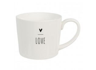 Bílý hrnek se srdíčkem s nápisem Love - Lovely Day - 12*8*7 cm / 275 ml