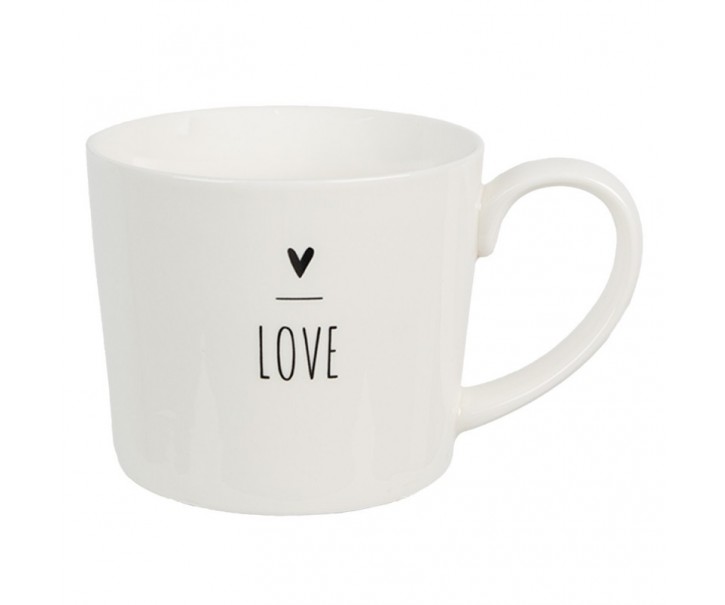 Bílý hrnek se srdíčkem s nápisem Love - Lovely Day - 12*8*7 cm / 275 ml Clayre & Eef