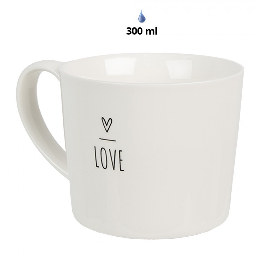 Bílý hrnek se srdíčkem s nápisem Love - Lovely Day - 12*8*7 cm / 275 ml