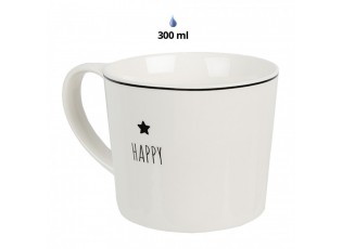 Bílý hrnek s hvězdičkou Happy - Lovely Day - 12*8*7 cm / 275 ml