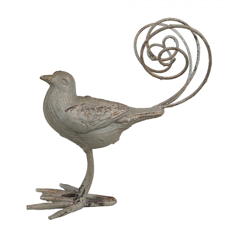 Zelená antik kovová dekorativní figurka ptáček - 17*10*20 cm 6Y5589