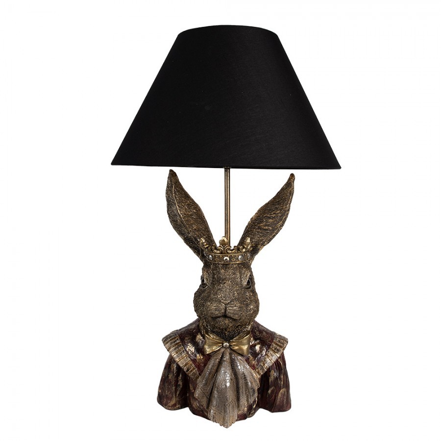 Zlatá stolní lampa Králík s černým stínidlem - Ø 37*61 cm Clayre & Eef