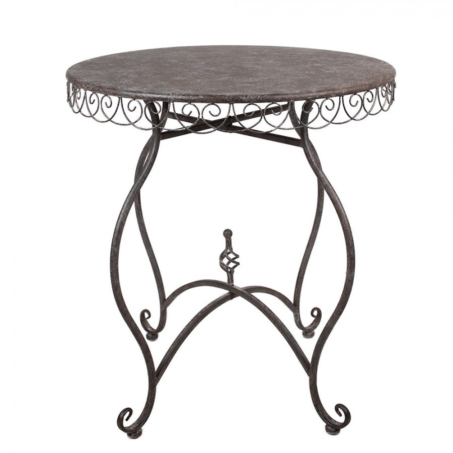 Hnědý antik kovový bistro stolek Frenchia - Ø 70*75 cm 5Y1208