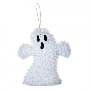 Bílá plastová nástěnná dekorace duch na Halloween - 15*3*16 cm