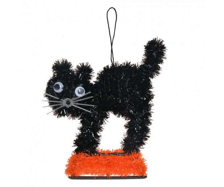 Halloweenská dekorace Kočka 13x5x14 cm Černá plastová - 13*5*14 cm Clayre & Eef