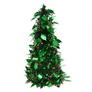 Zelená vánoční plastová dekorace stromek Chrismas - Ø 21*50 cm