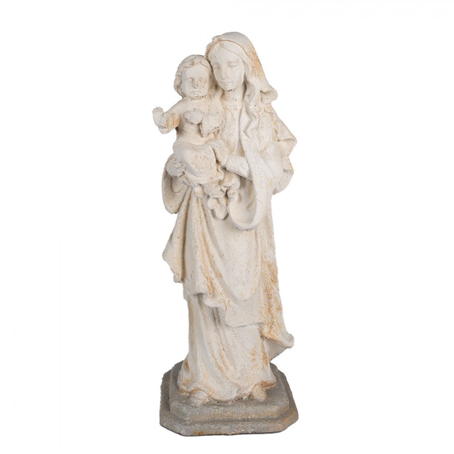 Béžová antik socha panenky Marie s Ježíškem - 22*17*55 cm Clayre & Eef