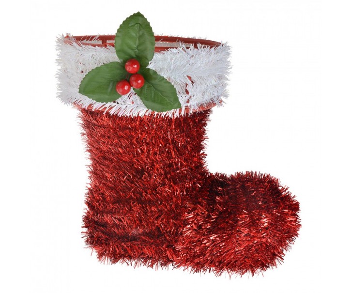 Vánoční dekorace kozačky 26 cm červený plast - 25*11*26 cm Clayre & Eef