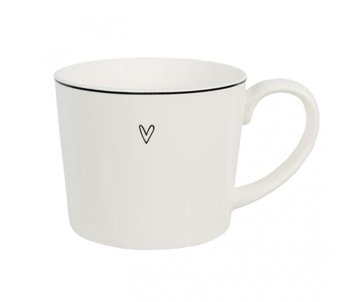 Bílý hrnek se srdíčkem Lovely Day - 12*8*7 cm / 275 ml Clayre & Eef