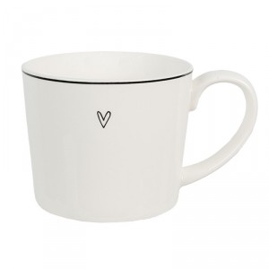 Bílý hrnek se srdíčkem Lovely Day - 12*8*7 cm / 275 ml