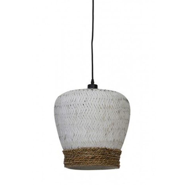 Bílé antik ratanové závěsné světlo Mikki - Ø 34*23 cm