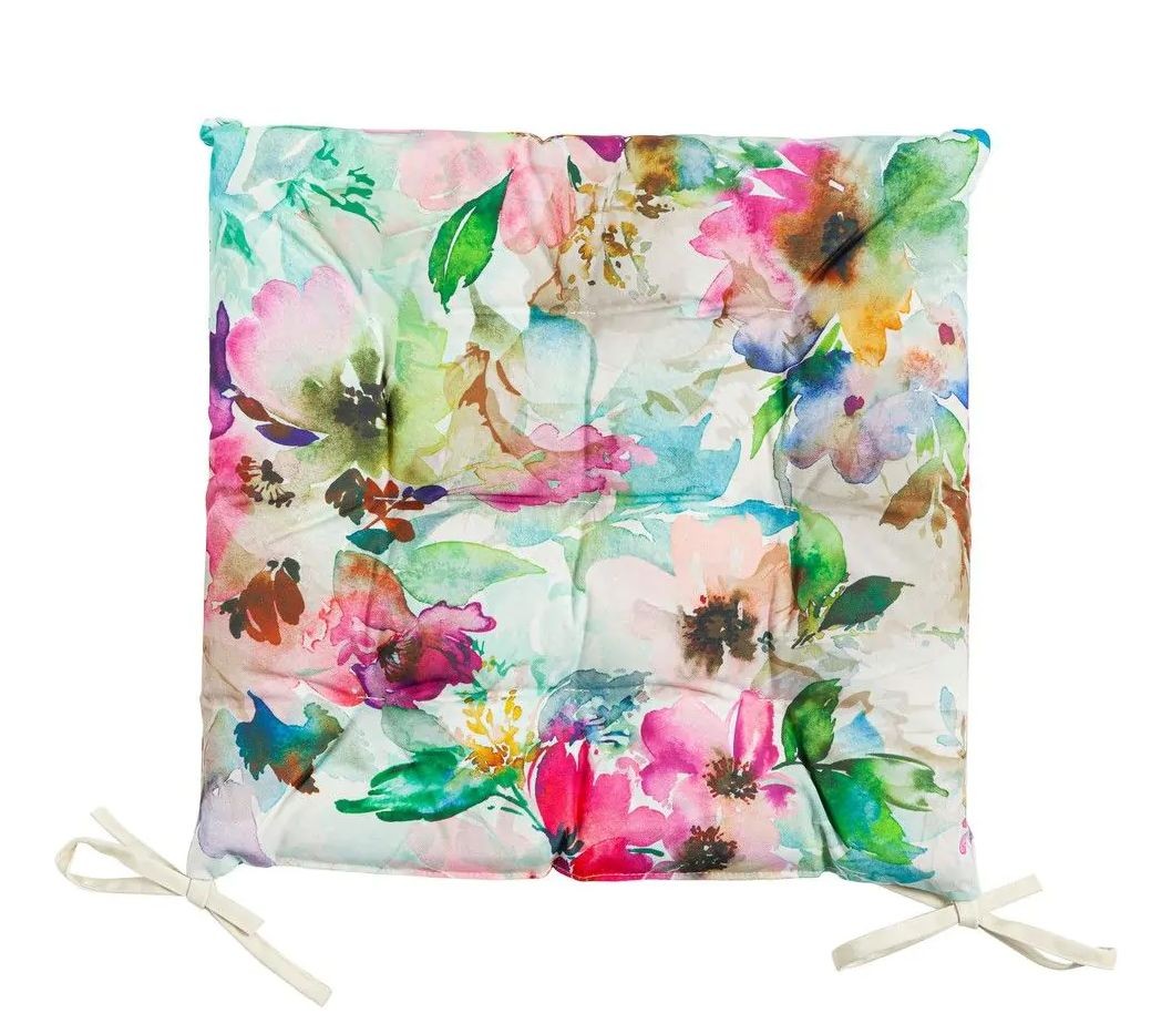 Venkovní podsedák s výplní a květy Painted Flower - 40*40*3 cm