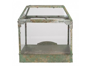 Zelený kovový dekorační vintage mini skleník Garden - 33*21*36 cm