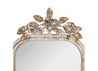 Béžovo-zlaté antik stolní zrcadlo zdobené květy Brocante - 25*6*48 cm