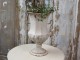 Krémový vintage obal na květináč/ váza ve tvaru číše Frenchie - Ø 34*54cm