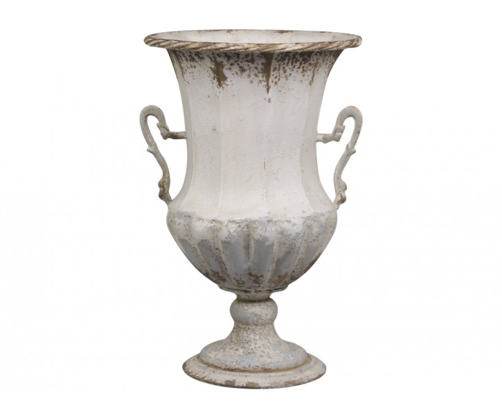 Krémový vintage obal na květináč/ váza ve tvaru číše Frenchie - Ø 34*54cm