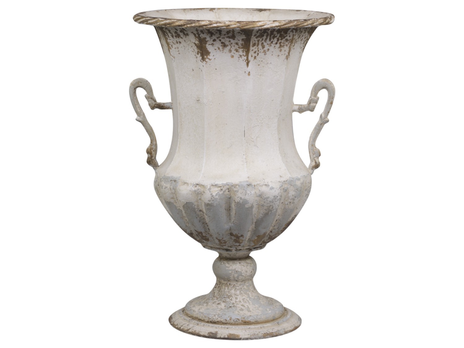 Krémový vintage obal na květináč/ váza ve tvaru číše Frenchie - Ø 34*54cm Chic Antique
