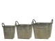 Set 3ks plechový zinkový antik obal na květináč Pintio - 21*21*17 cm
