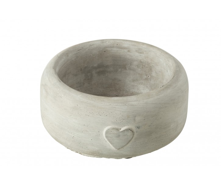 Šedý antik cementový květináčse srdíčkem Heart - Ø 15*7 cm