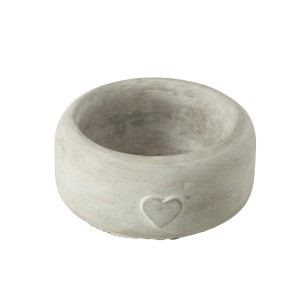 Šedý antik cementový květináčse srdíčkem Heart - Ø 15*7 cm