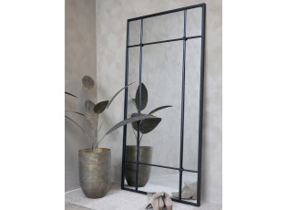 Černé antik kovové nástěnné zrcadlo Industrial - 90*2*180 cm