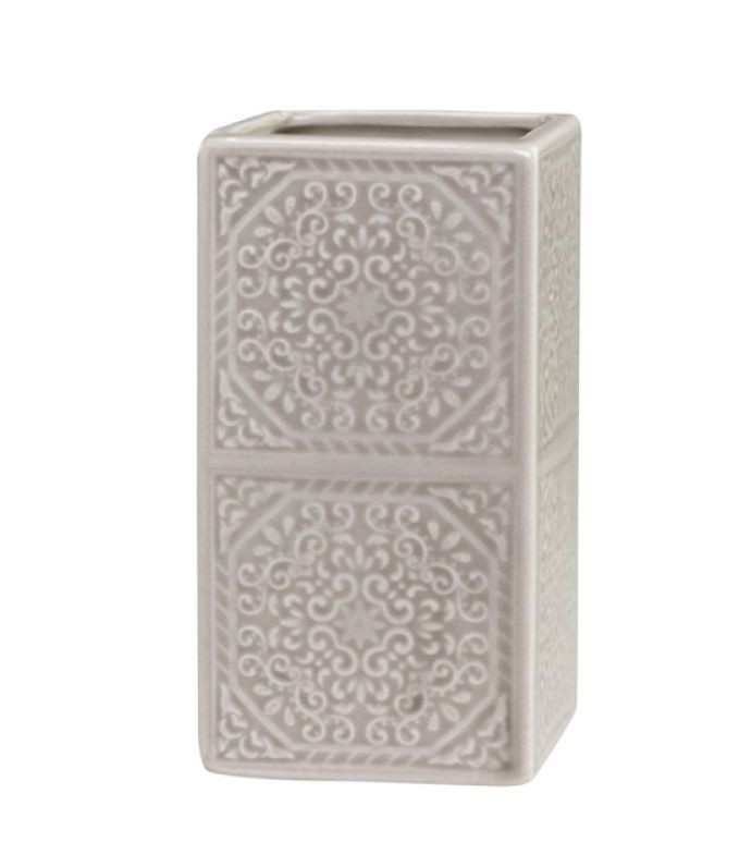 Latté porcelánový držák na kartáčky s ornamenty - 7*7*12 cm