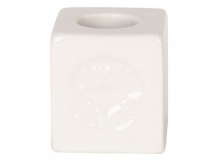 Bílý keramický držák na kartáček - 4*4*4 cm