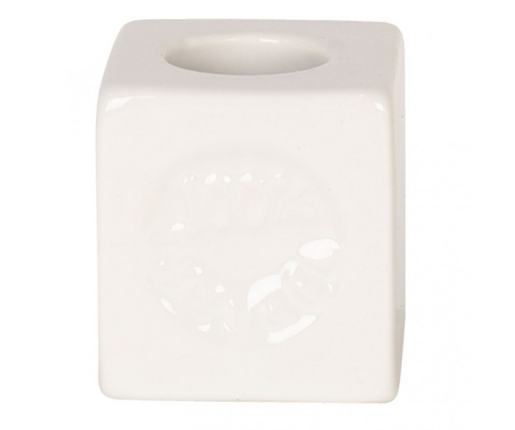 Bílý keramický držák na kartáček - 4*4*4 cm