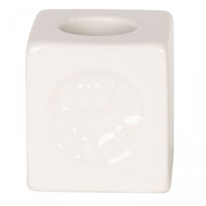 Bílý porcelánový držák na kartáček Savon de Marseille - 4*4*4 / Ø 2,2/ Ø 2,9 cm