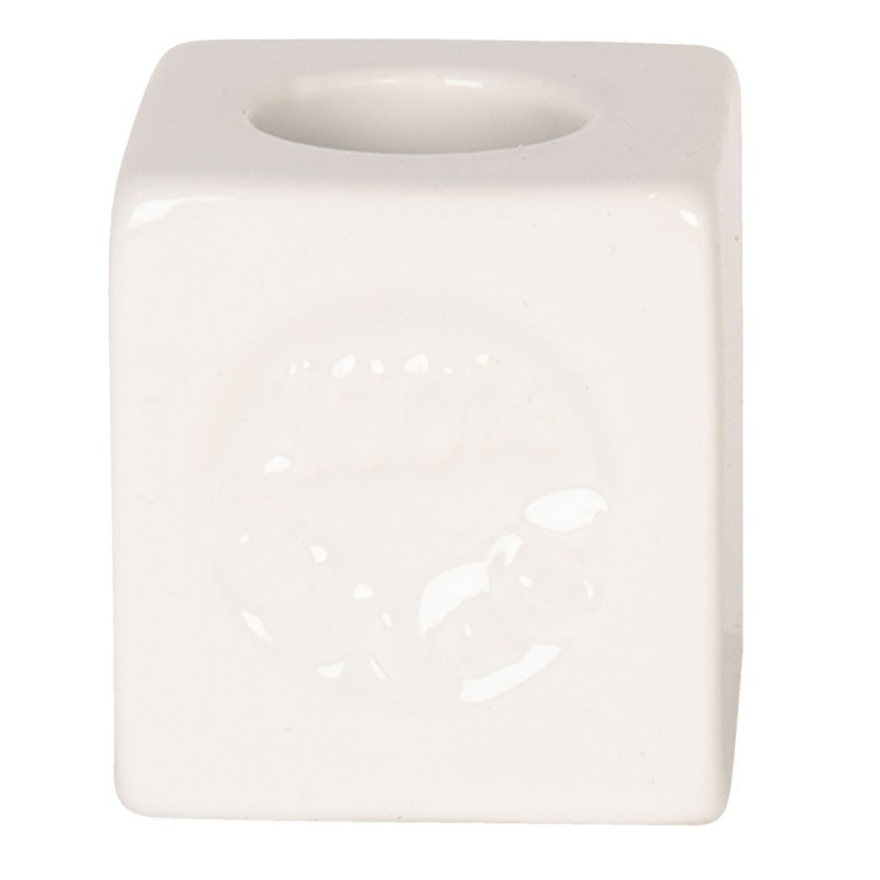 Bílý porcelánový držák na kartáček Savon de Marseille - 4*4*4 / Ø 2,2/ Ø 2,9 cm Clayre & Eef
