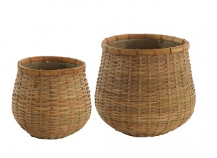 Set 2ks bambusový květináč Mandola - Ø 35*30/ Ø 25*22 cm