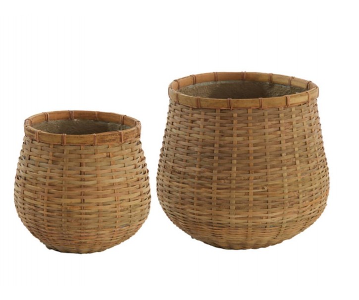 Set 2ks bambusový květináč Mandola - Ø 35*30/ Ø 25*22 cm
