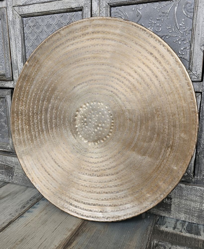 Zlatý antik kovový podnos Larre antique - Ø 57*5 cm