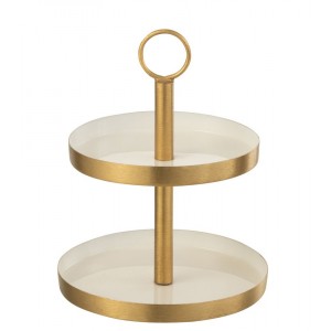 Bílo - zlatý 2-patrový etažér Mini Cake - Ø 13*17 cm