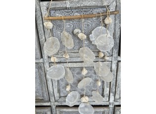 Přírodní zvonkohra s mušlemi a kamínky Round Shells - 28*50/ 75 cm