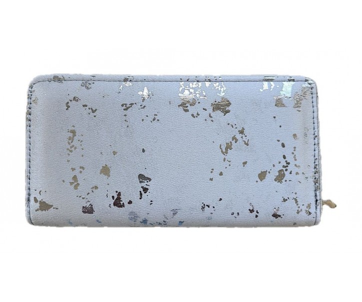 Bílá peněženka se stříbrnými mapami - 19*10 cm